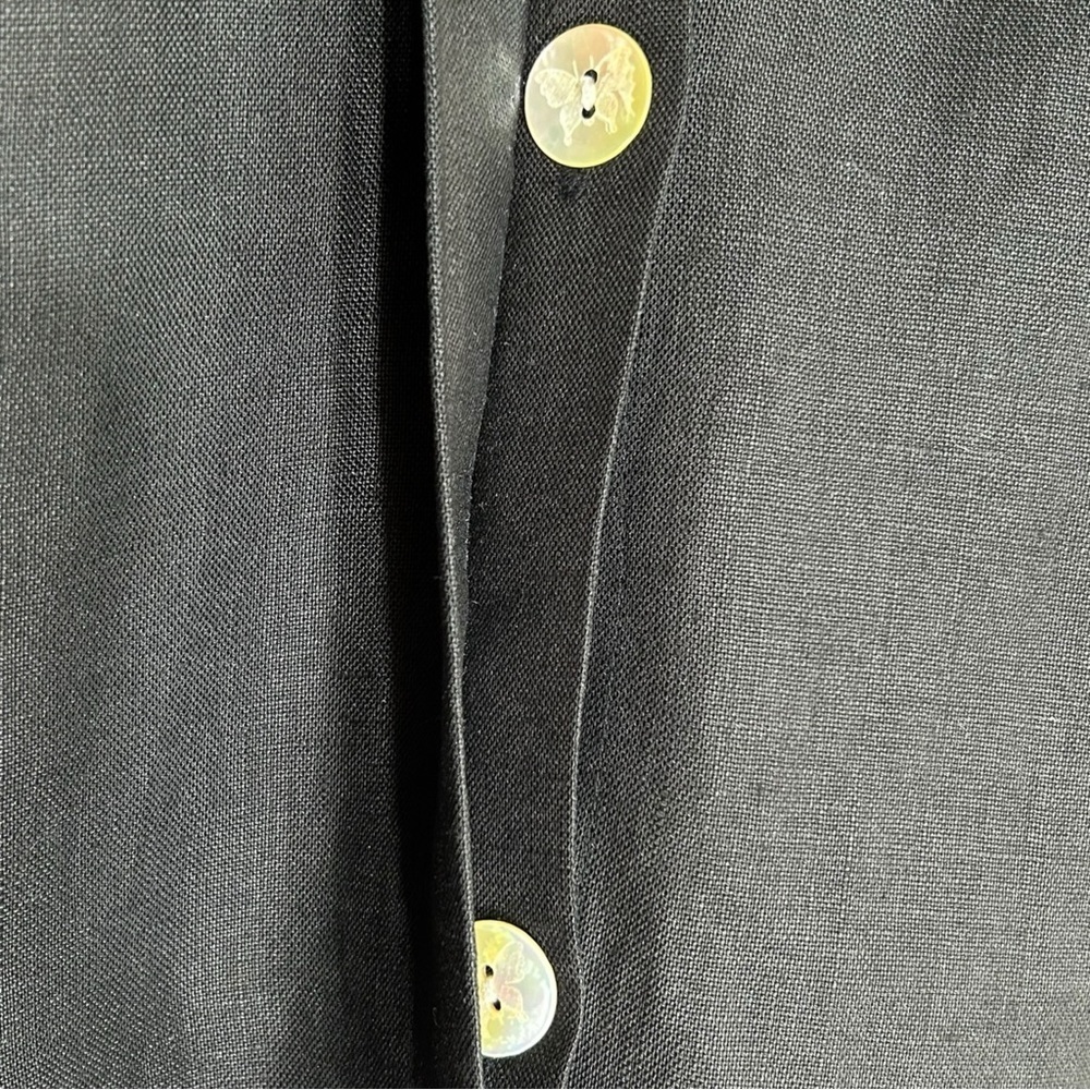 4/$20 Vintage David Dart Linen Black Button Front Butterfly Inset Jacket Top - Picture 4 of 7